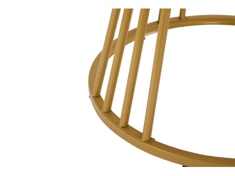 Table de salle à manger ronde 100 x 75 cm blanche et dorée, plateau mdf, piètement métallique moderne  - Conforama E