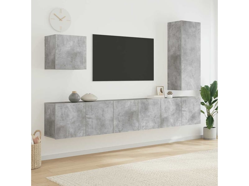  Unités murales tv 5 pcs gris béton bois d'ingénierie shl55311  - Conforama B