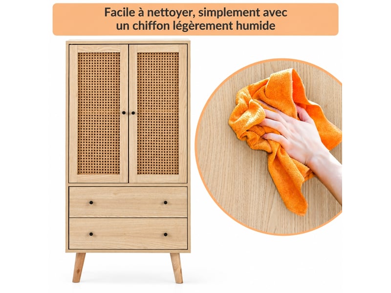  Buffet de salle à manger 60 cm 2 portes et 2 tiroirs en bois de chêne  - Conforama R