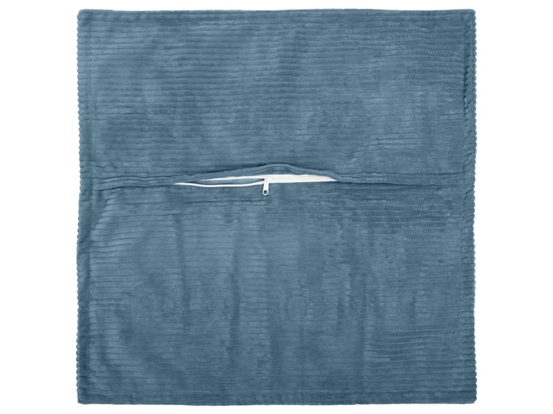  Lot de 2 housses de coussin houten bleu 55 x 55 cm velours côtelé cf49286  - Conforama C