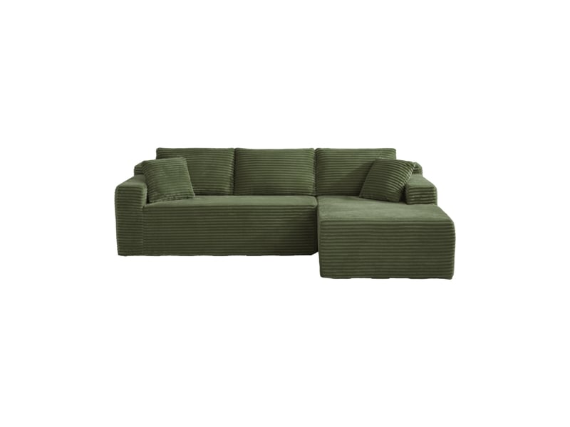 Canapé d'angle modulable avec chaise longue et mousse à ressorts vert 4 places 252,5 × 163 × 65 cm - Conforama A