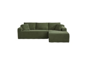 Canapé d'angle modulable avec chaise longue et mousse à ressorts vert 4 places 252,5 × 163 × 65 cm