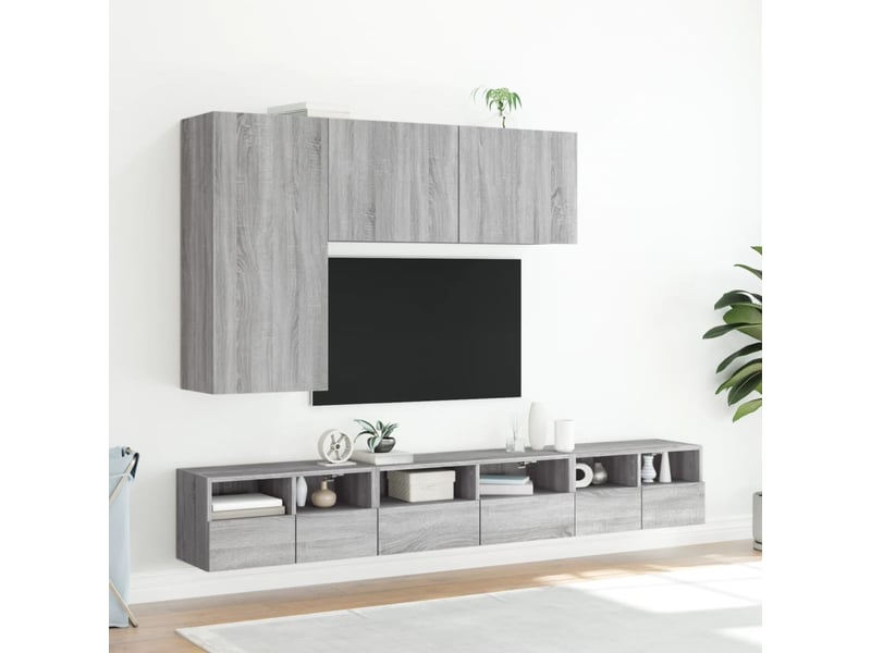  Lot de 2 meuble tv mural, meuble tv suspendu sonoma gris 60x30x30cm bois d'ingénierie  - Conforama D