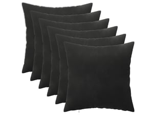 Lot de 6 coussins avec oreiller, coussins décoratifs heerlen noir velours cf50872
