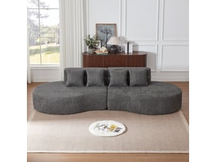 Canapé modulaire 310cm 2 pièces sans cadre mousse mémoire haute densité revêtement teddyfleece lavable moderne minimaliste
