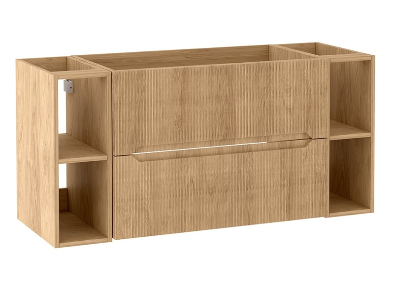  Meuble sous vasque suspendu avec 2 étagères 2t novo l.120 cm effet chêne hikora  - Conforama A