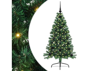 Sapin de noël - arbre de noël artificiel pré-éclairé vert 120 cm pvc