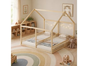 Lit cabane 2x90x200 cm coloris naturel