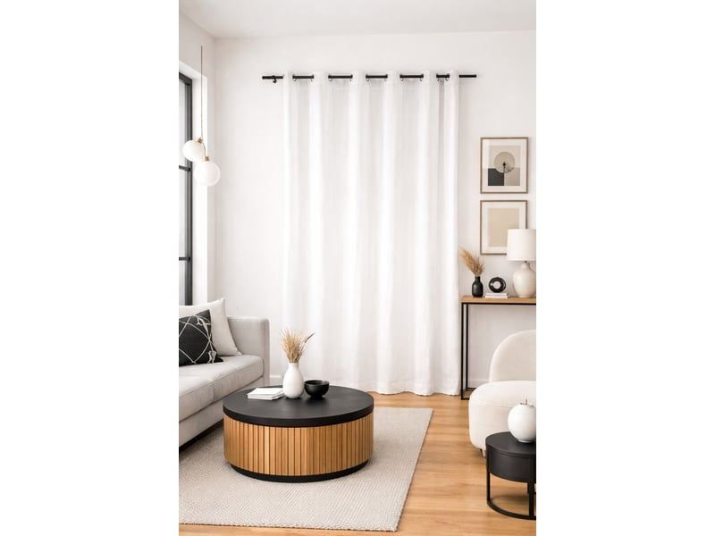 Rideau double gaze de coton RID_OEILL_BL135 - Conforama A