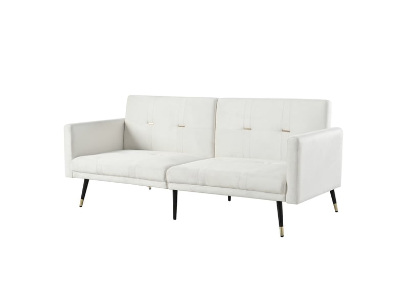  Canapé convertible 2 places avec dossiers réglables et fonction lit, en velours beige  - Conforama A