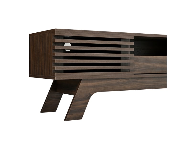  Meuble tv 2 portes 1 tiroir 150x35x44 cm en mdf coloris noyer  - Conforama E