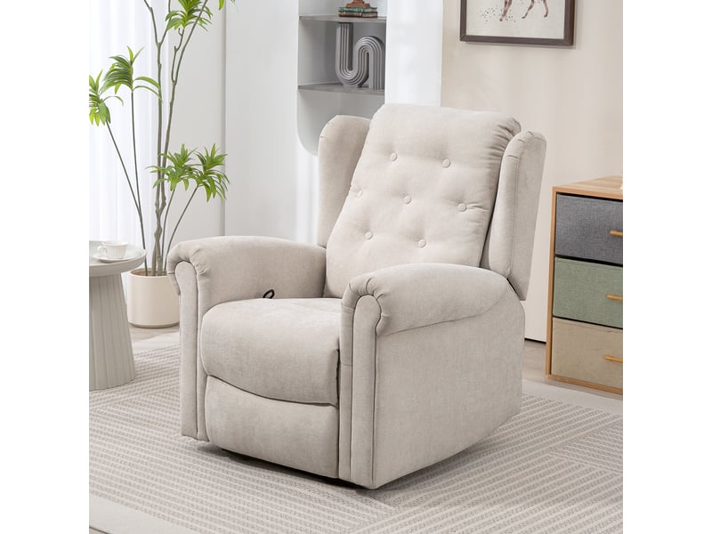  Fauteuil de relaxation, fauteuil relax massant et chauffant, lin, 91x85x103cm, beige  - Conforama D