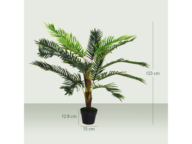  Cycas artificiel, 123 cm de haut, pour l'intérieur et l'extérieur, pot inclus.  - Conforama E