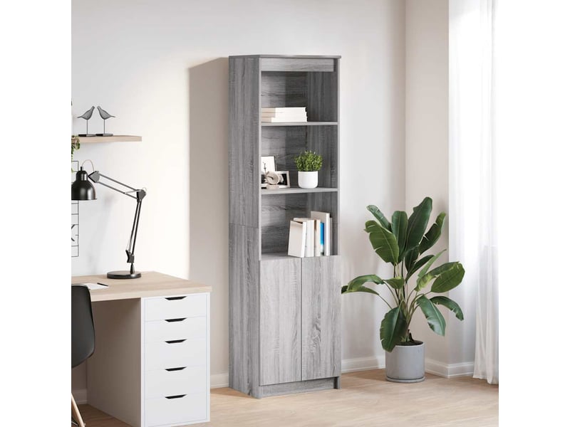  Buffet haut - bahut - meuble de rangement sonoma gris 50x35x180 cm bois d'ingénierie  - Conforama B