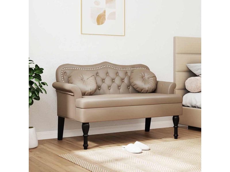 Banc chesterfield, canapé 2 places cappuccino 120,5x65x75 cm simili cuir  - Conforama C