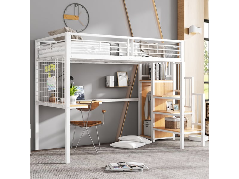  Lit mezzanine 90x200cm coloris blanc lit enfant blanc - Conforama D