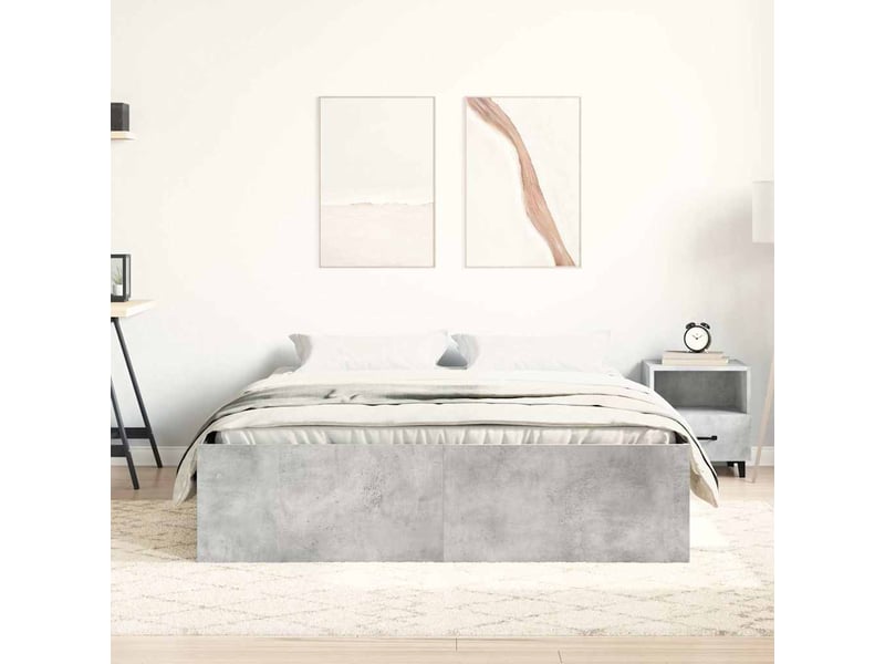  Lit double- lit adulte -  cadre de lit sans matelas gris béton 150x200 cm  - Conforama C