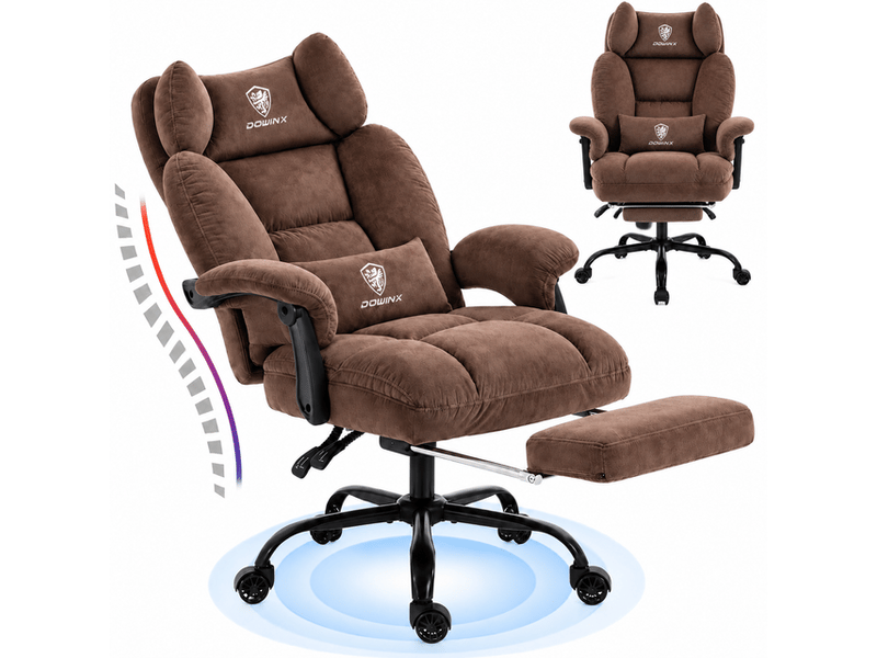  Dowinx fauteuil de bureau ergonomique gaming avec repose-pieds, dossier réglable, tissu respirant et velours, pour adulte, burn  - Conforama A