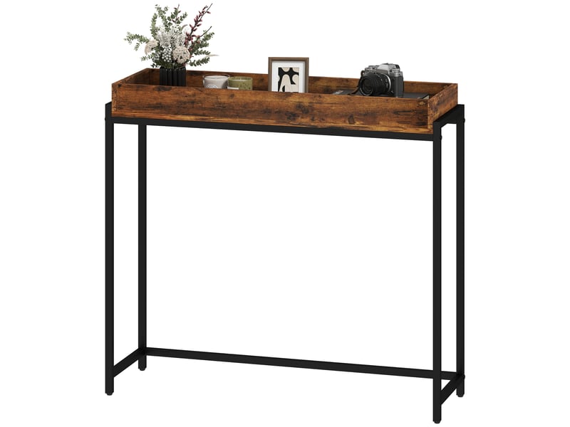  Table d'entrée, console étroite, métal, panneaux de particules, brun rustique  - Conforama A