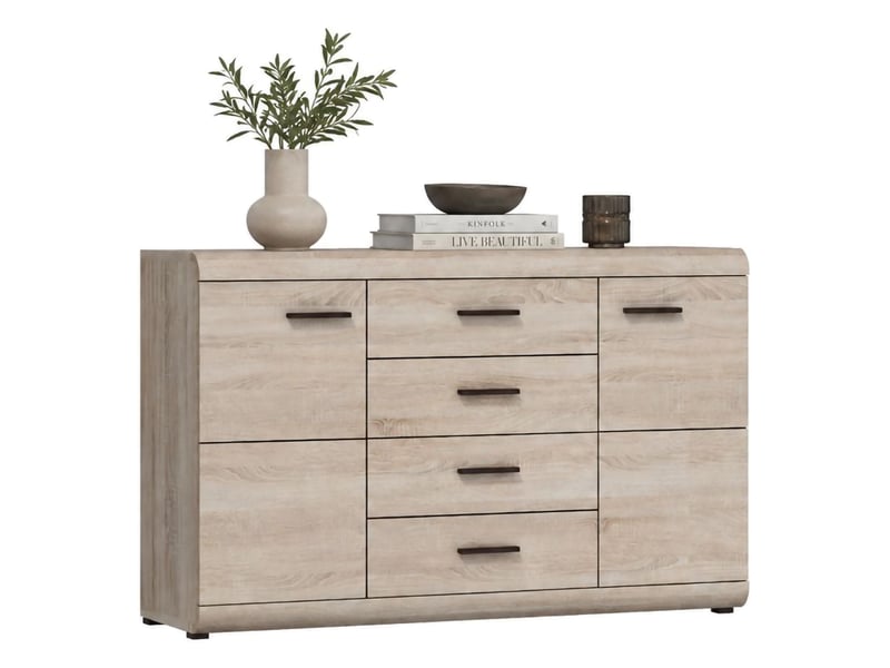  Buffet hamireso, commode 4 tiroirs, 140x42x87h cm chêne marron Hamireso - Conforama A