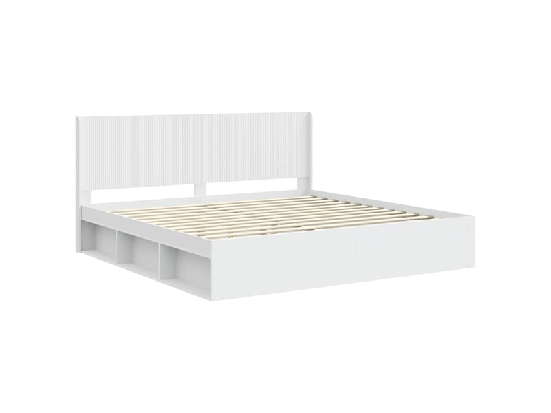  Lit double- lit adulte -  cadre de lit avec rangement et tête de lit blanc 200 x 200 cm  - Conforama C