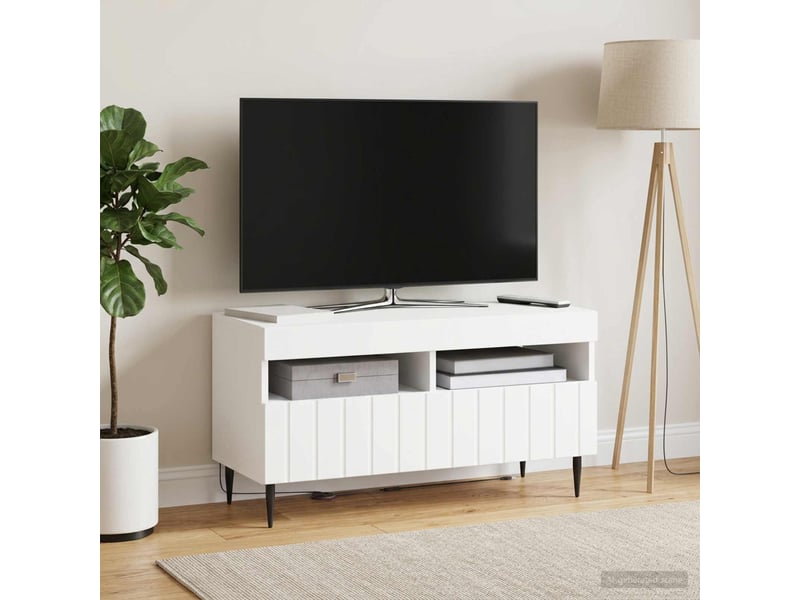  Meuble tv - banc tv - meuble de rangement led blanc bois d'ingénierie  - Conforama D