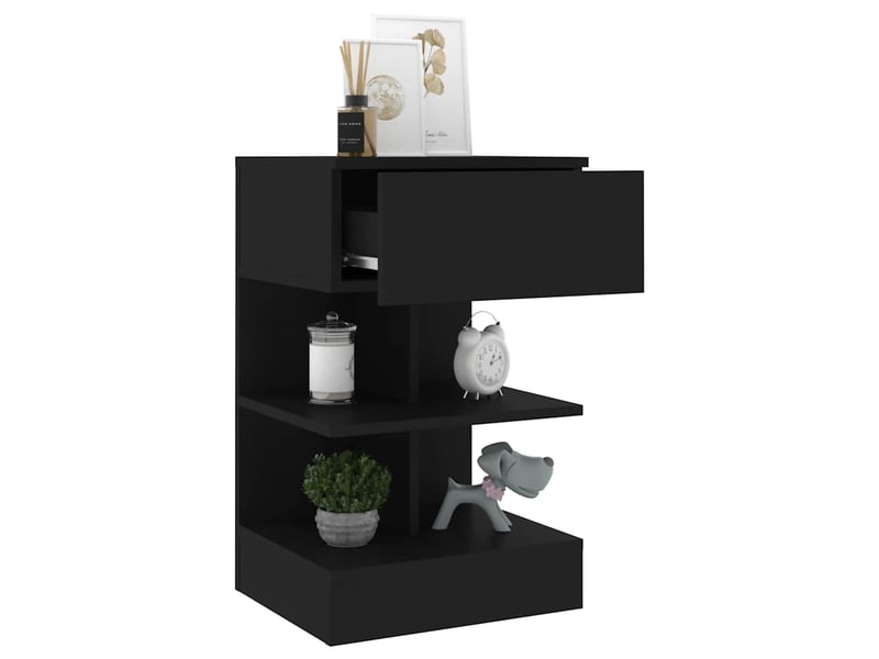  Table de chevet - cabinet de chevet - table de nuit noir 40x35x65 cm bois d’ingénierie  - Conforama E