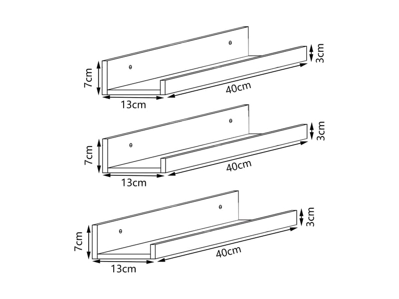  Set de 3 étagères murales bambou 40 x 13 x 7 cm naturel 03_0010636  - Conforama C