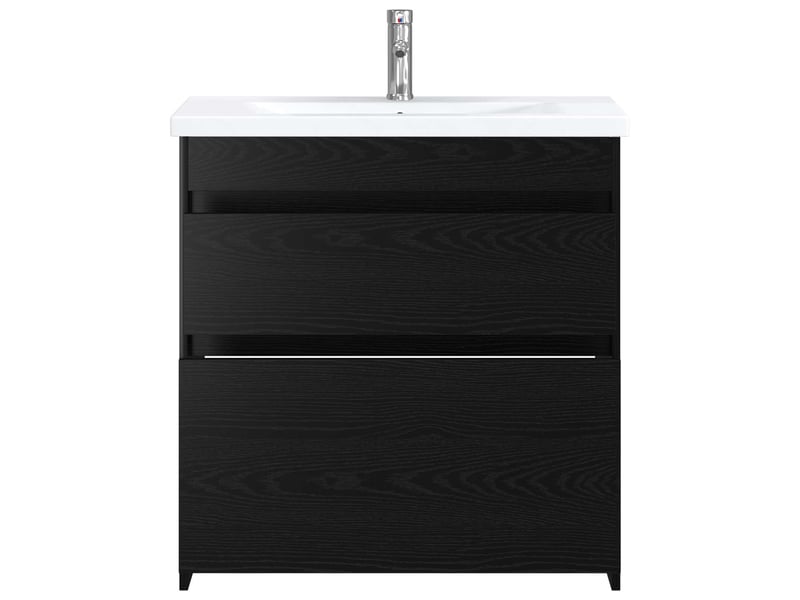 Ensemble de mobilier de salle de bain chêne noir shl2235 - Conforama C