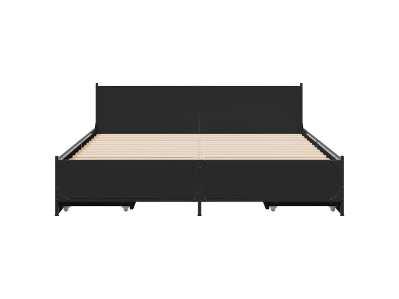  Lit double- lit adulte -  cadre de lit avec tiroirs sans matelas noir 135x190 cm  - Conforama C
