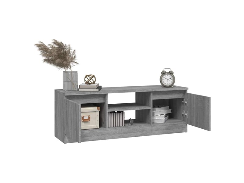  Meuble tv - banc tv - meuble de rangement avec porte sonoma gris 102x30x36 cm  - Conforama D
