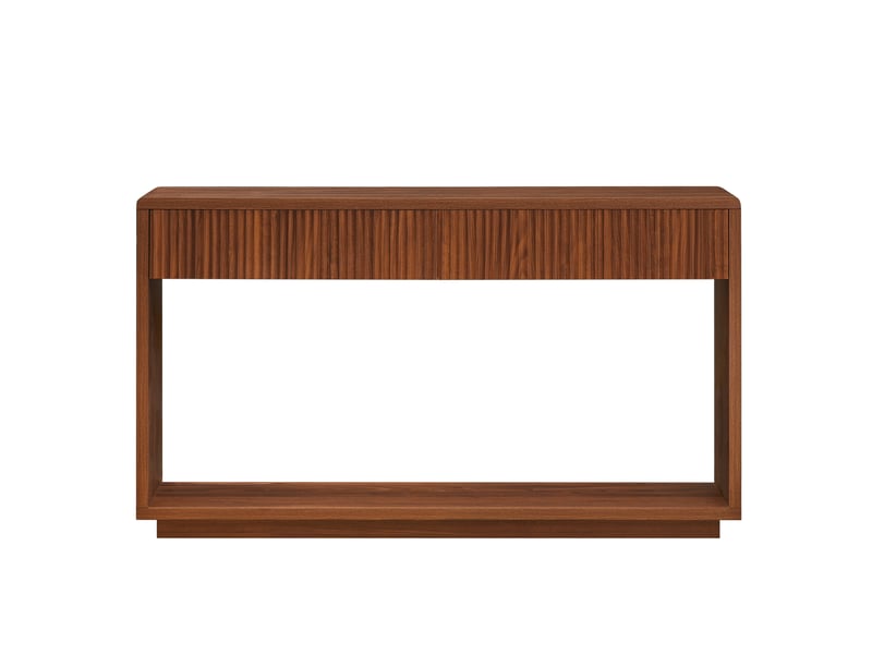  Console d’entrée moderne 150 cm noyer avec 2 tiroirs et étagère ouverte inférieure  - Conforama A