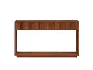 Console d’entrée moderne 150 cm noyer avec 2 tiroirs et étagère ouverte inférieure