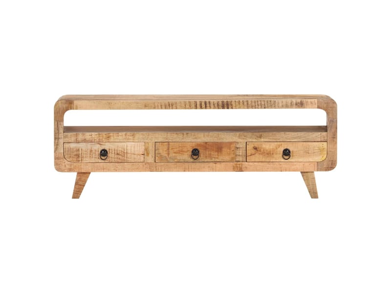  Meuble tv - banc tv - meuble de rangement 117x30x41 cm bois de manguier massif brut  - Conforama C