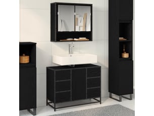 Cabinet de salle de bain, armoire salle de bain chêne noir 80 x 33 x 60 cm cf65346