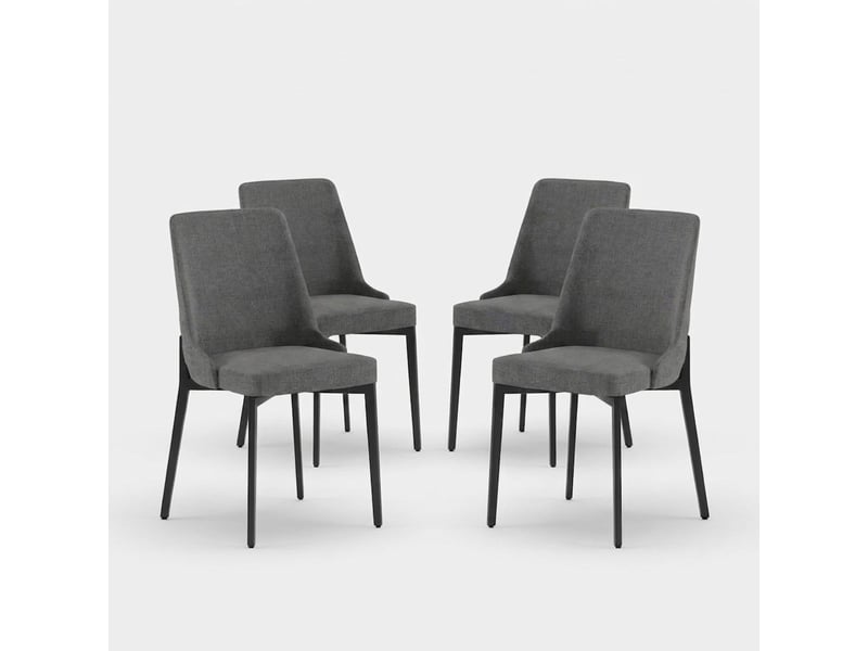  Lot de 4 chaises rembourrées en tissu facile à nettoyer charm - gris foncé  - Conforama A