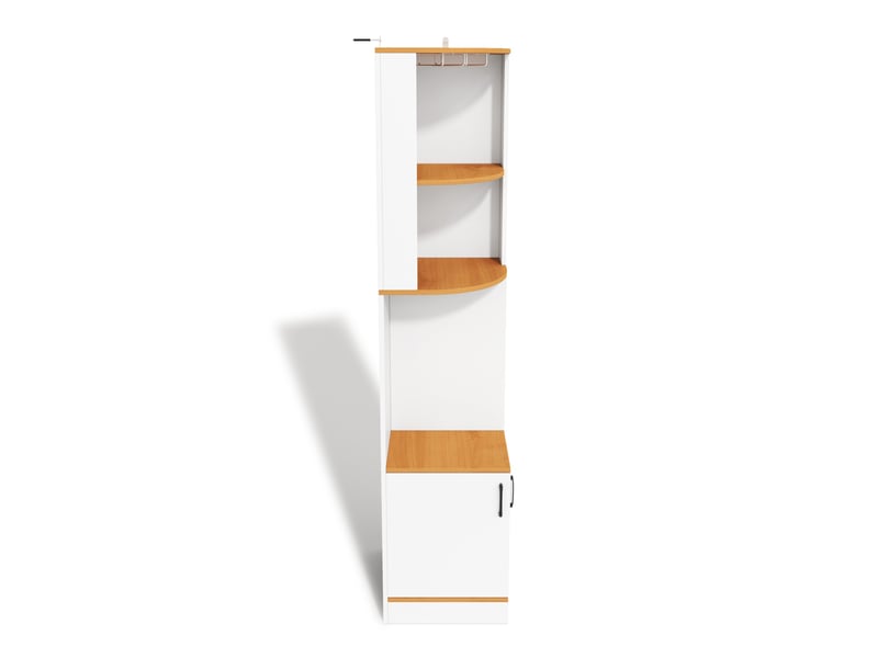 Meuble bar d’angle en mdf 40x40x182 cm, porte-verres inox, 4 casiers à bouteilles et placard bas pour cuisine et séjour - Conforama A