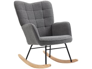 Fauteuil à bascule rembourré en bois et acier pour salon et chambre, 71 x 98 x 101 cm, gris foncé