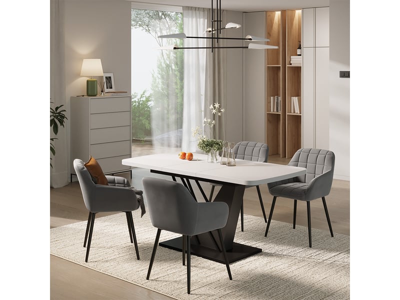  Vicco ensemble de table à manger, blancnoir, 120x80cm avec 4 chaises de salle à manger  - Conforama C