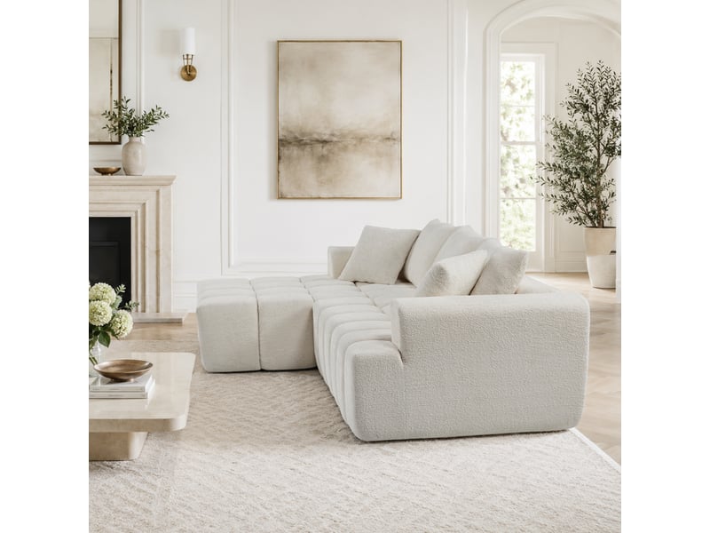 Tcqpz canapé d'angle modulable 249,94 cm blanc en velours, sans montage - Conforama E