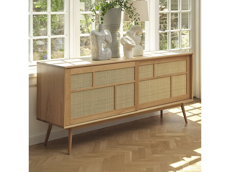 Buffet 2 portes 180 cm - bois et rotin - capri Made in Europe - Conforama B