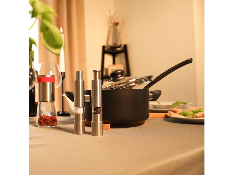  Lot de 2 moulins à poivre manuels en acier inoxydable argenté  - Conforama B