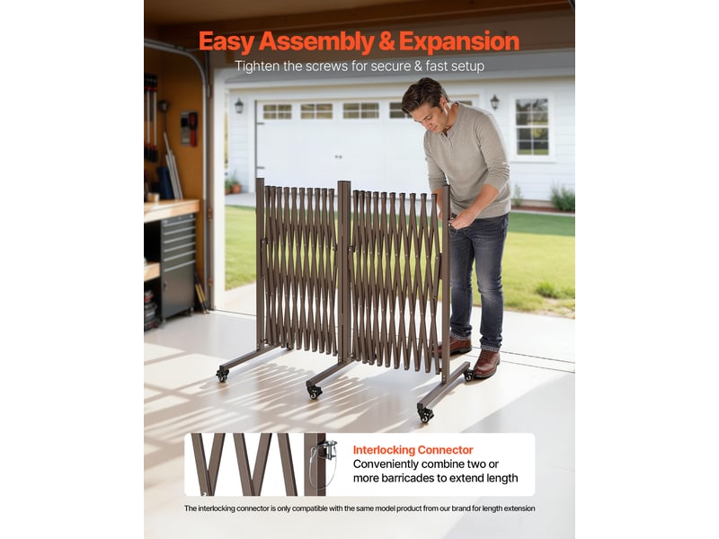  Vevor barrière de sécurité extensible accordéon double rotative 8,18 m marron  - Conforama E