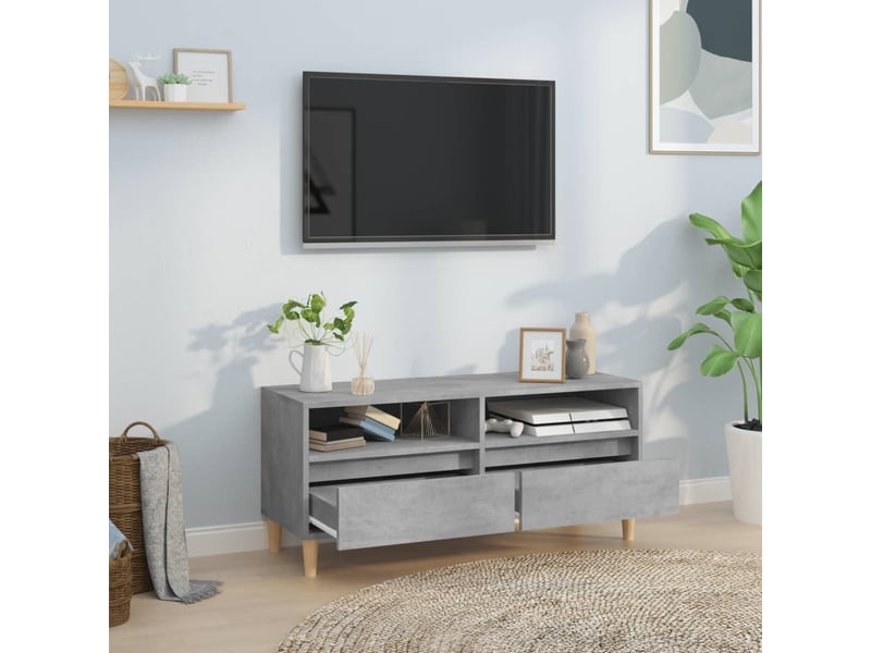  Meuble tv - banc tv - meuble de rangement gris béton 100x34,5x44,5 cm bois d'ingénierie  - Conforama C