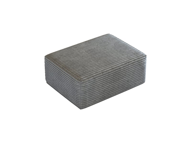 Pouf en velours côtelé gris repose-pieds pour salon 70x95x40 cm  - Conforama A