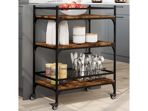 Desserte de cuisine, chariot de rangement chêne fumé 65x40x86,5 cm bois d'ingénierie