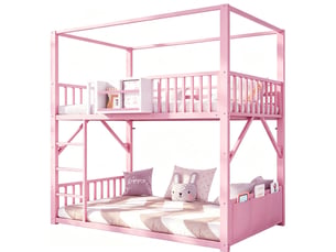 Lit superposé 2x90x200 cm MAISENTIEL coloris rose