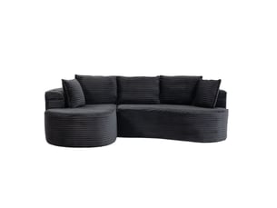 Canapé bogesofa 3 places 250x152x82 cm avec coussin, porte-gobelets et poche latérale, gris foncé