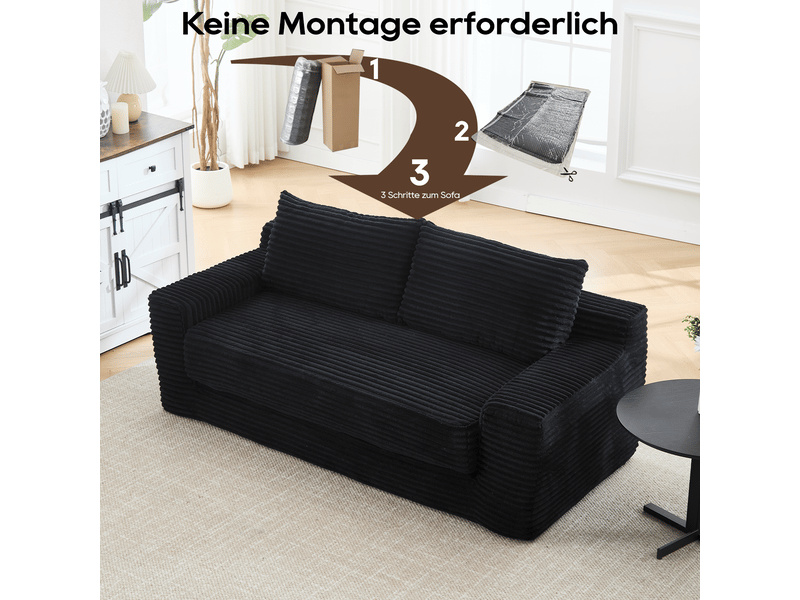  Canapé convertible 2 places en velours côtelé, sans montage, mousse mémoire de forme, gain de place, design moderne  - Conforama R