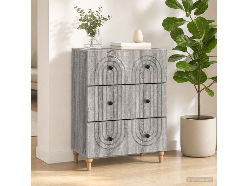  Armoire de rangement bureau, armoire à tiroirs sonoma gris 66 x 34,5 x 90 cm shl2521  - Conforama D